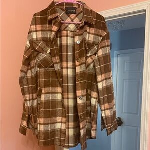 Love Tree Women's Brown Plaid Jacket